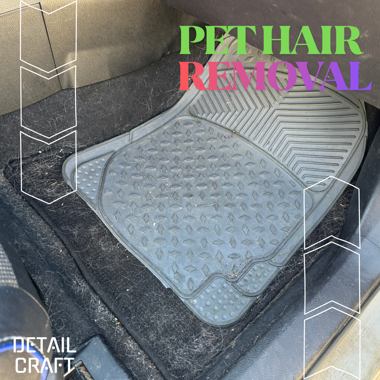 Pet hair removal from vehicle interior